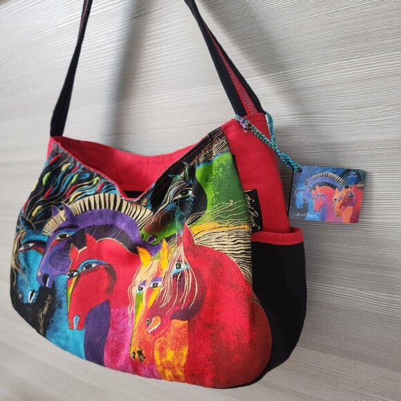 Laurel Burch Wild Horses of Fire Medium Equestrian Hobo Tote Shoulder Purse Bag - Picture 7 of 16